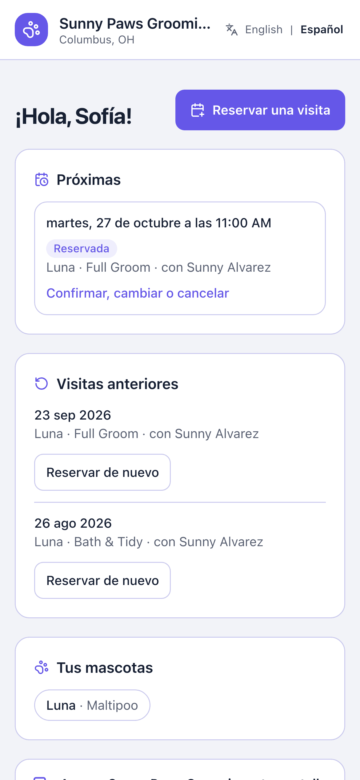 Mis visitas en un teléfono